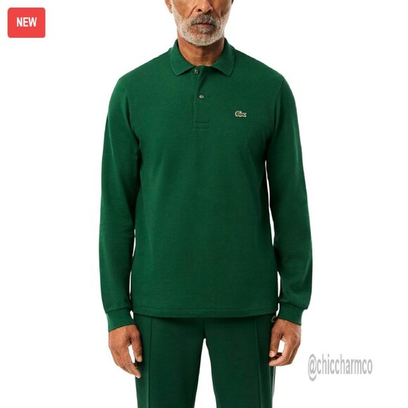 Classic Long Sleeve Pique Polo Shirt Authentic Fit Soft Cotton